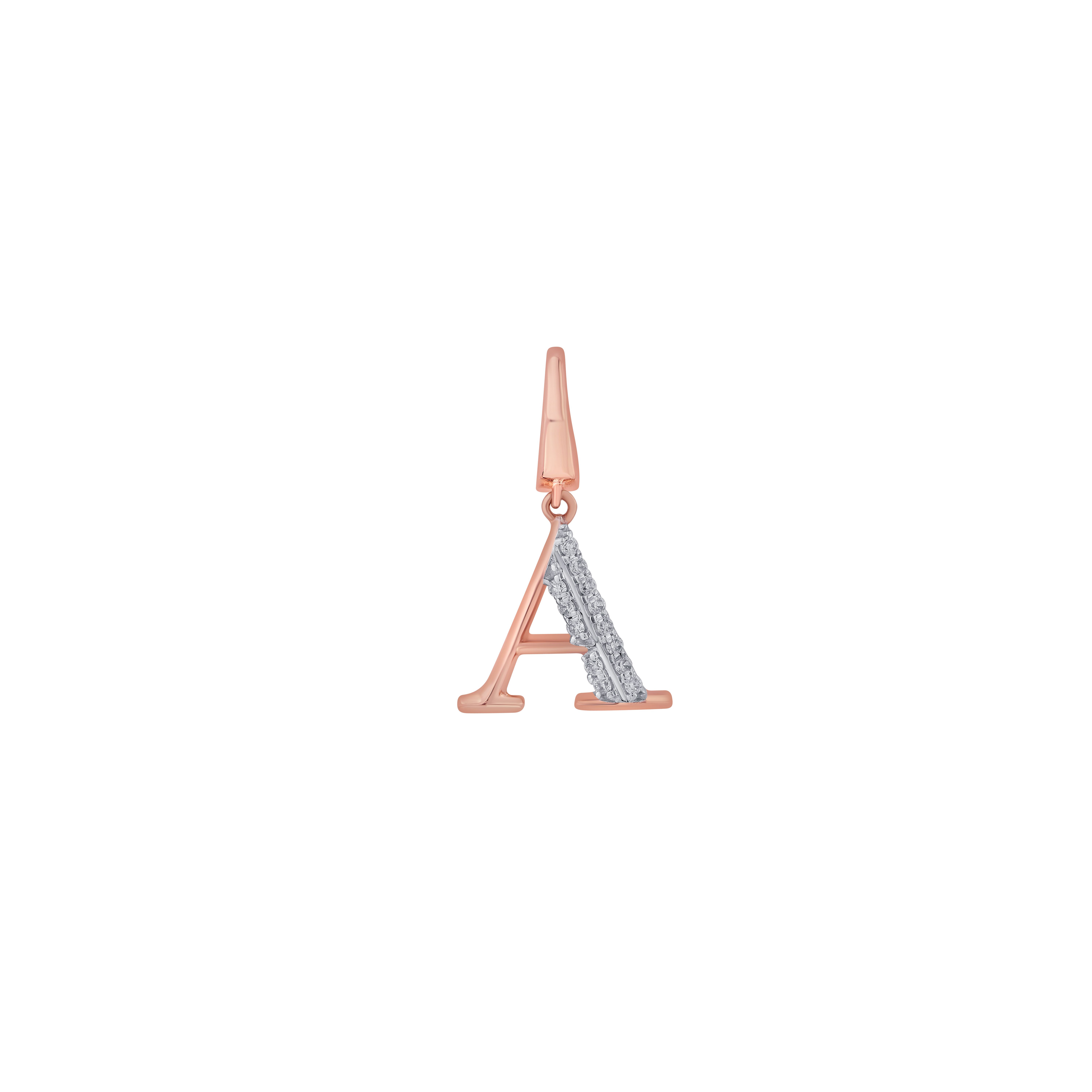 A Alphabet Diamond Pendant in 14KT Rose Gold-Pendants-OCP22019-D900X0C