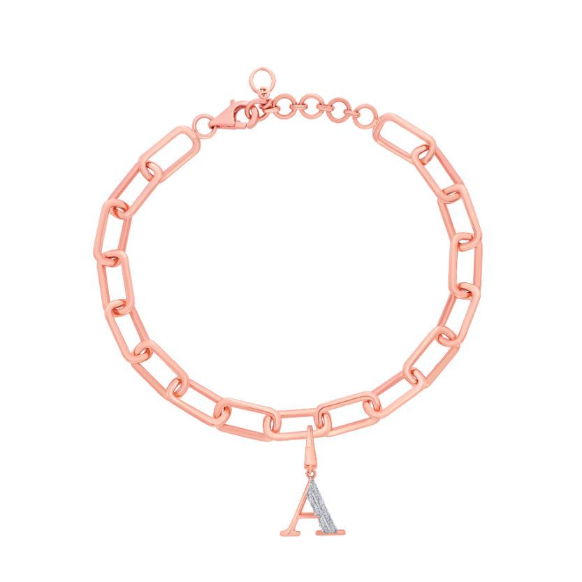 A Alphabet Diamond Pendant in 14KT Rose Gold-Pendants-OCP22019-D900X0C