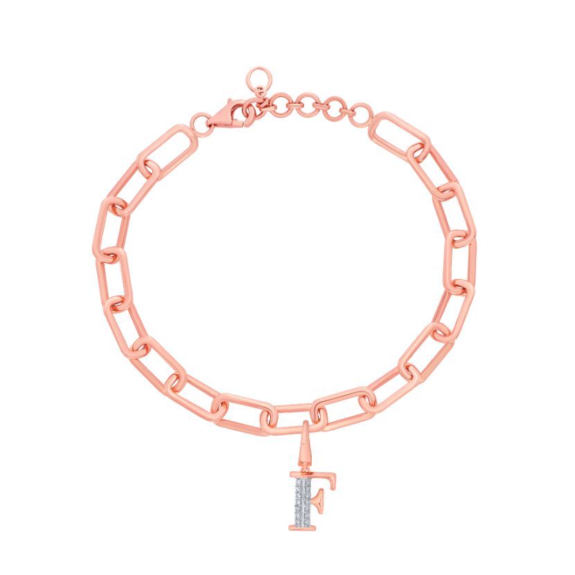 F Alphabet Diamond Pendant in 14KT Rose Gold-Pendants-OCP22022-D900X0C