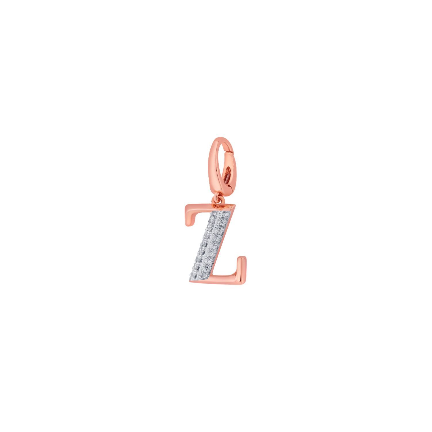 Z Alphabet Diamond Pendant in 14KT Rose Gold-Pendants-OCP22024-D900X0C