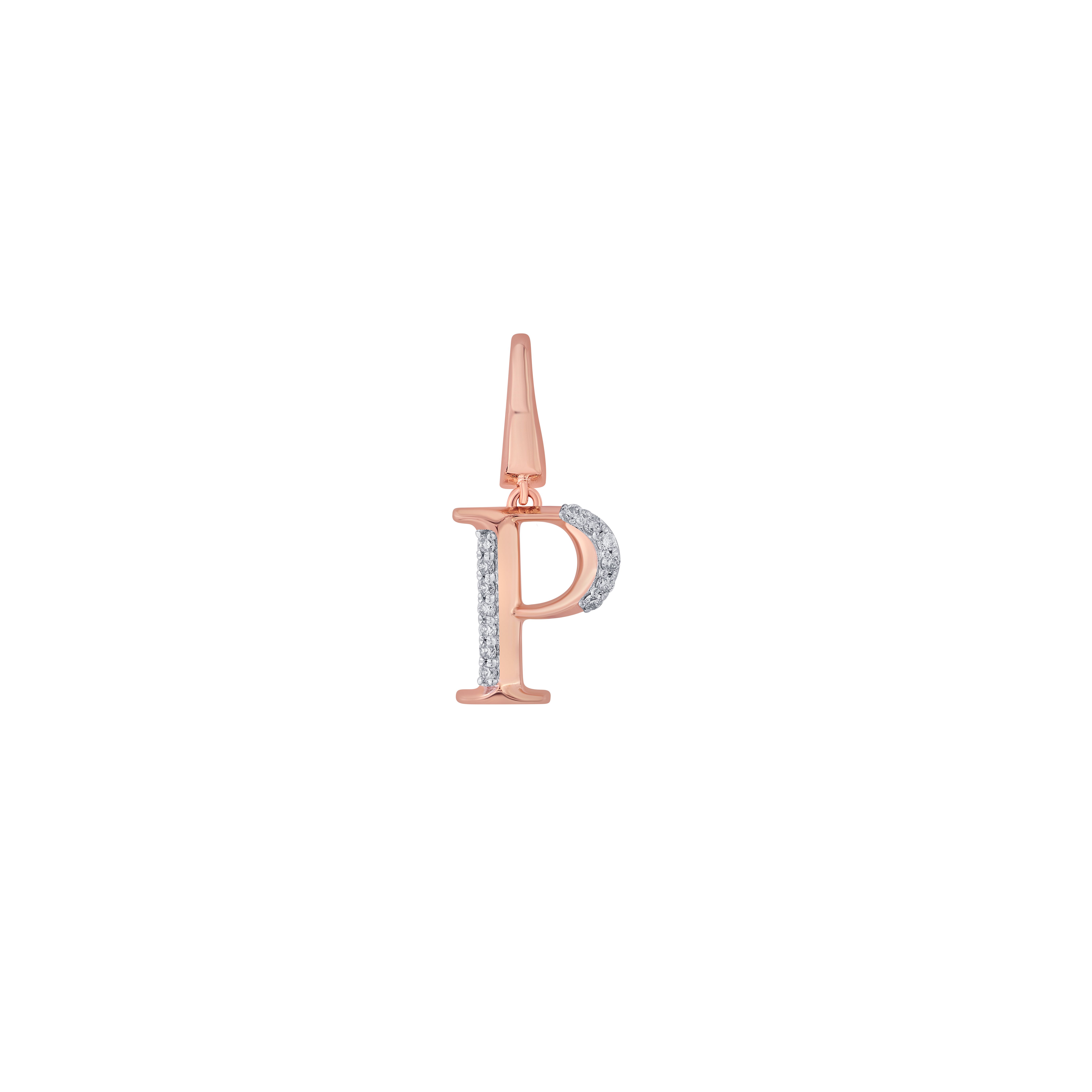 P Alphabet 14KT Rose Gold and Diamond Pendant-Pendants-OCP22025-D900X0C