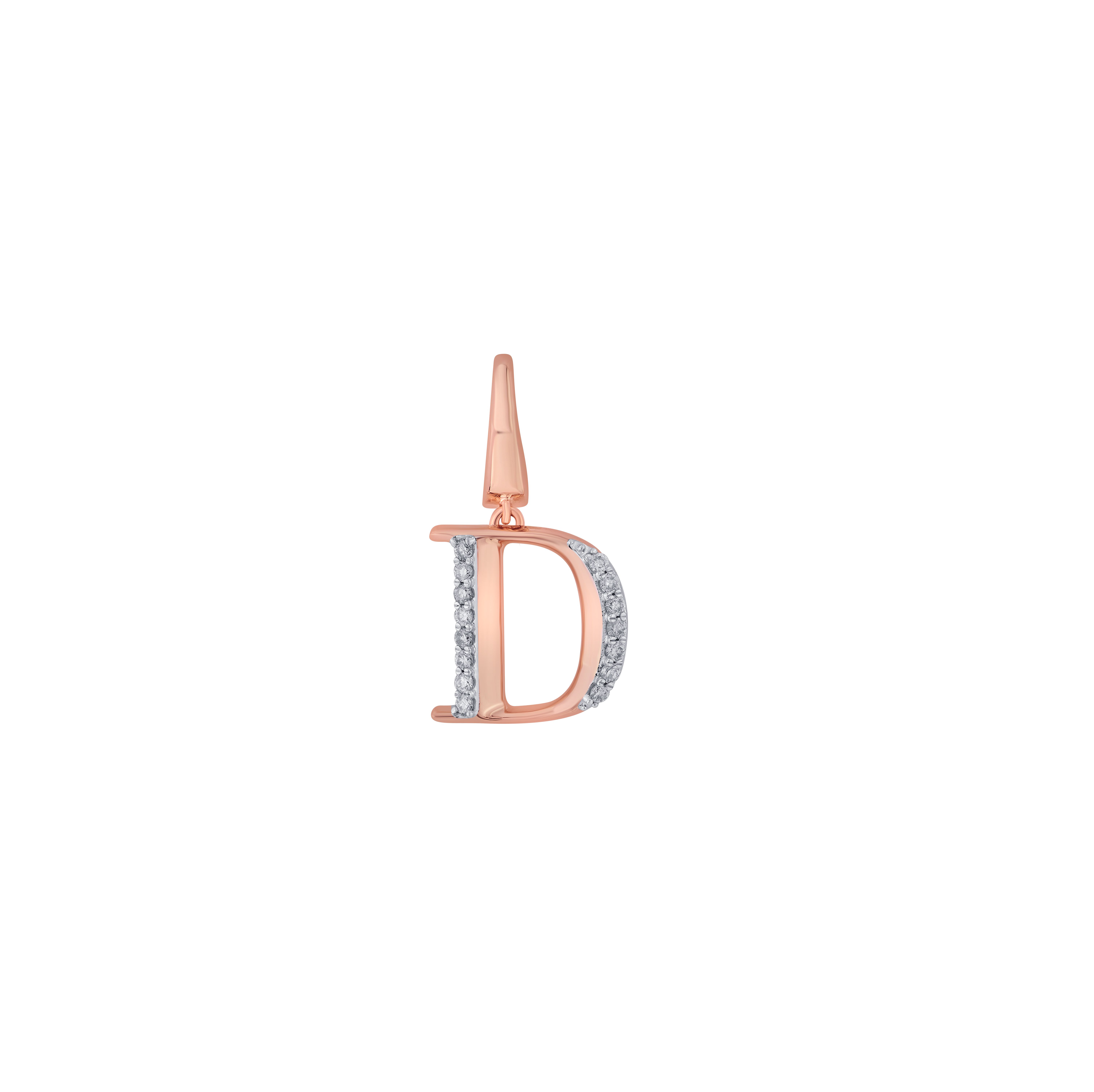 D Alphabet Pendant in 14KT Rose Gold and Diamonds-Pendants-OCP22029-D900X0C