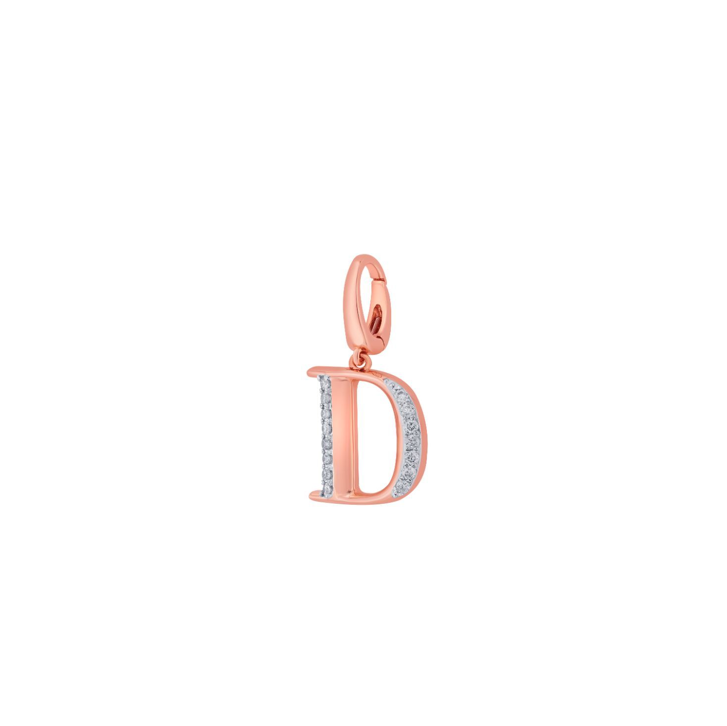 D Alphabet Pendant in 14KT Rose Gold and Diamonds-Pendants-OCP22029-D900X0C