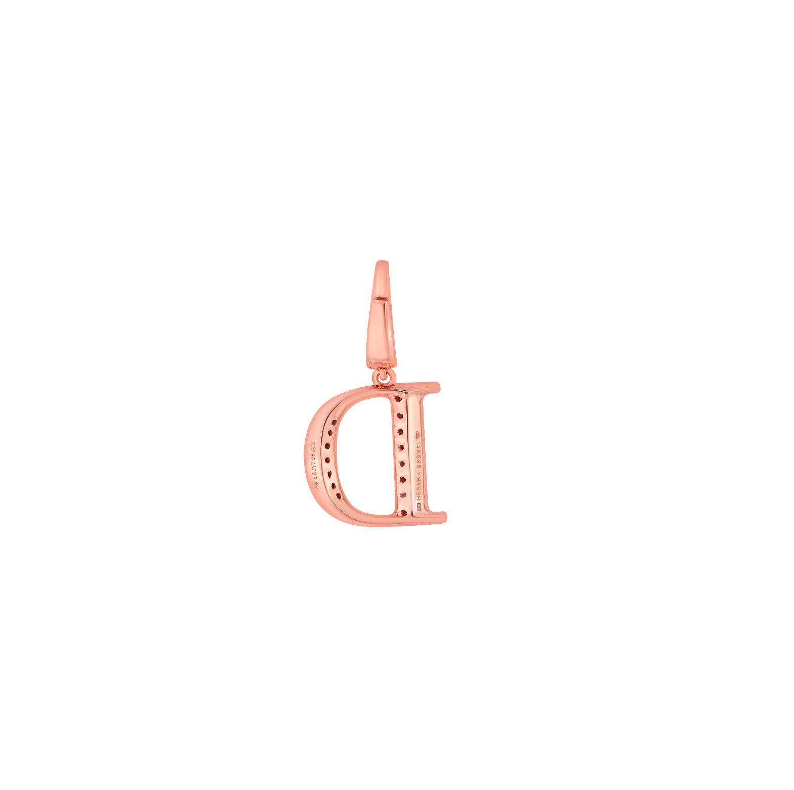 D Alphabet Pendant in 14KT Rose Gold and Diamonds-Pendants-OCP22029-D900X0C