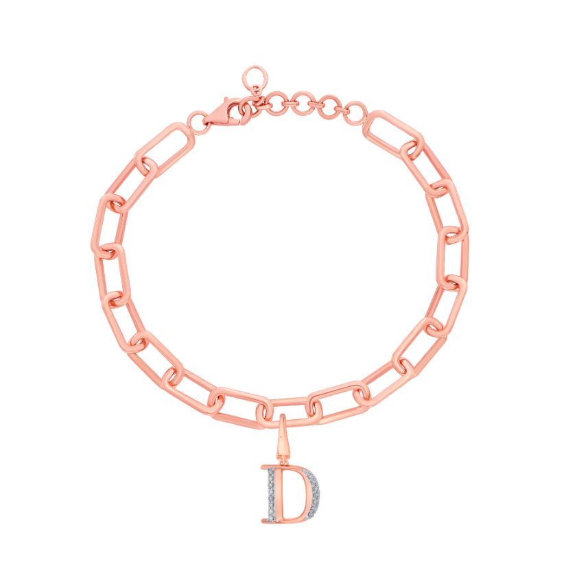 D Alphabet Pendant in 14KT Rose Gold and Diamonds-Pendants-OCP22029-D900X0C