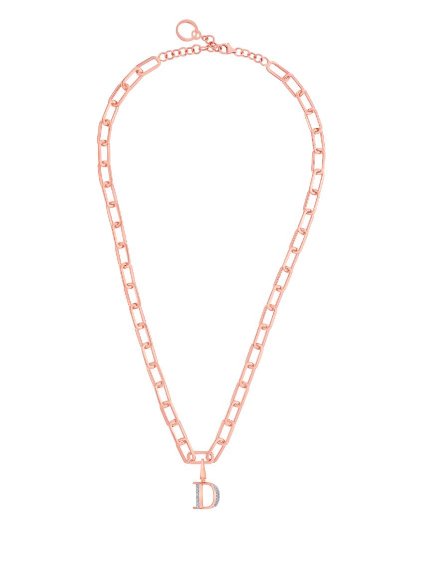 D Alphabet Pendant in 14KT Rose Gold and Diamonds-Pendants-OCP22029-D900X0C