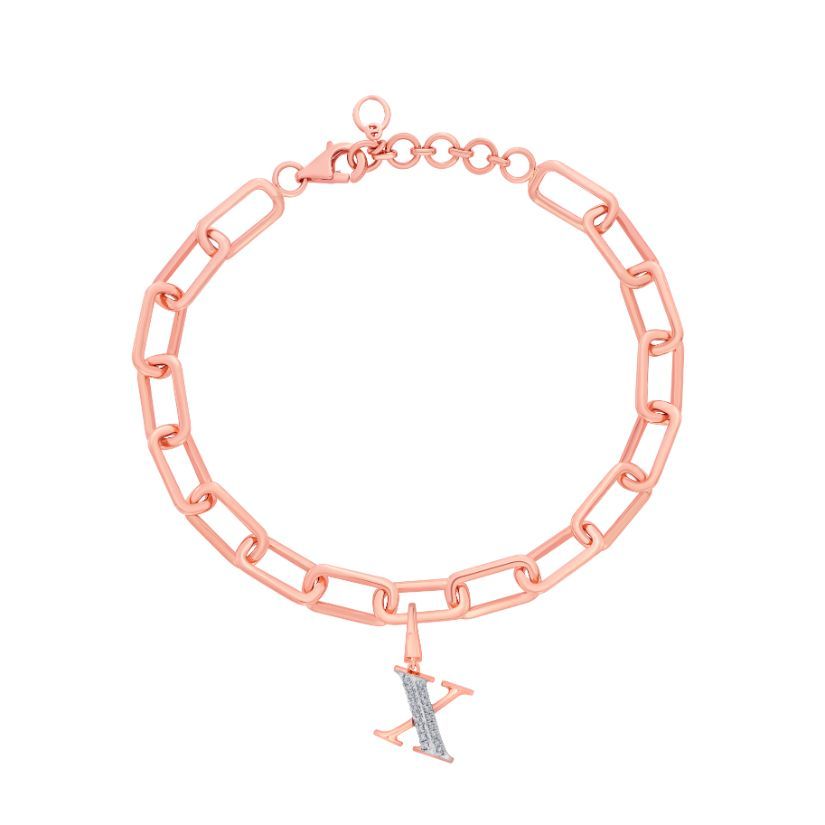 X Alphabet Diamond Pendant in 14KT Rose Gold-Pendants-OCP22030-D900X0C