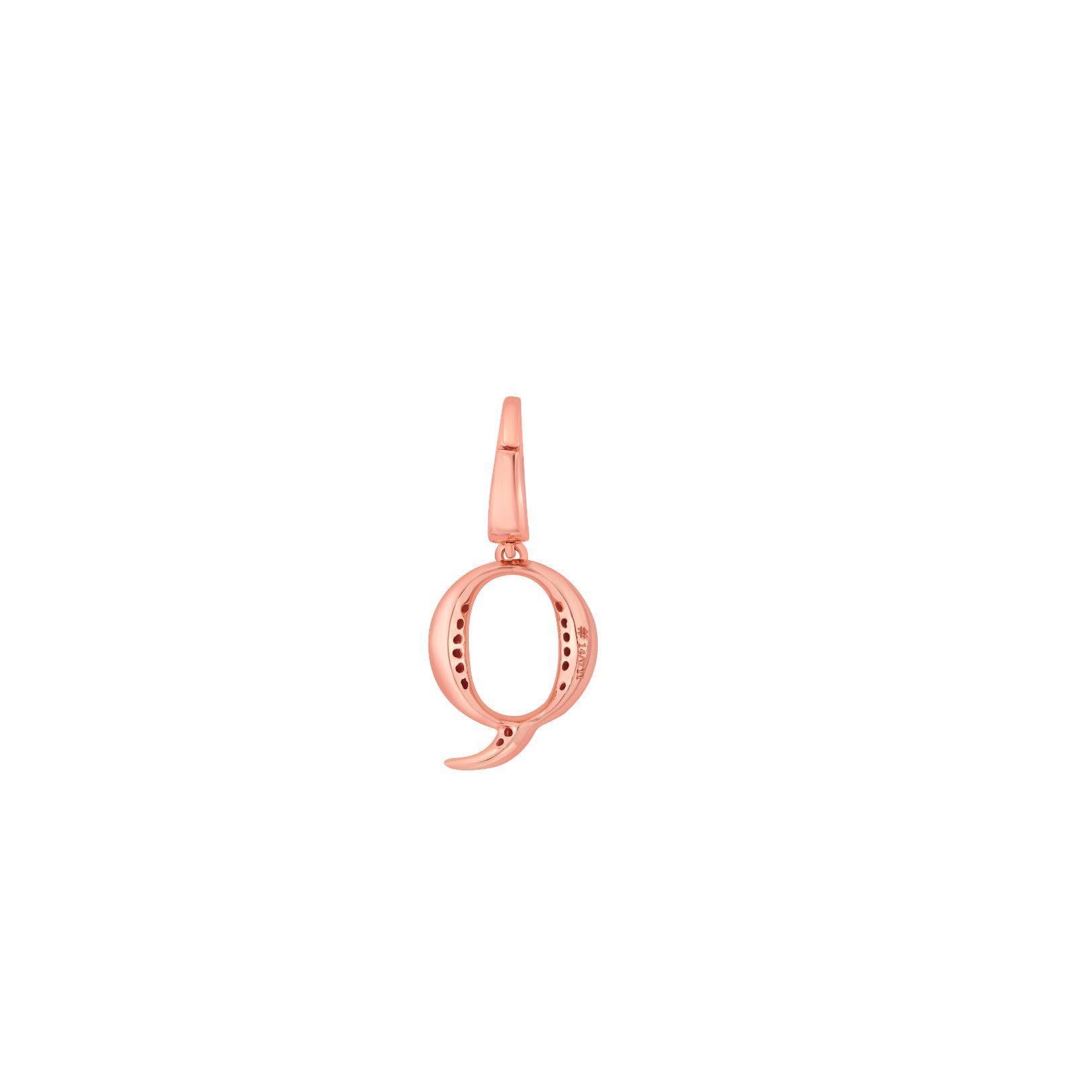 Q Alphabet 14KT Rose Gold and Diamond Pendant-Pendants-OCP22031-D900X0C