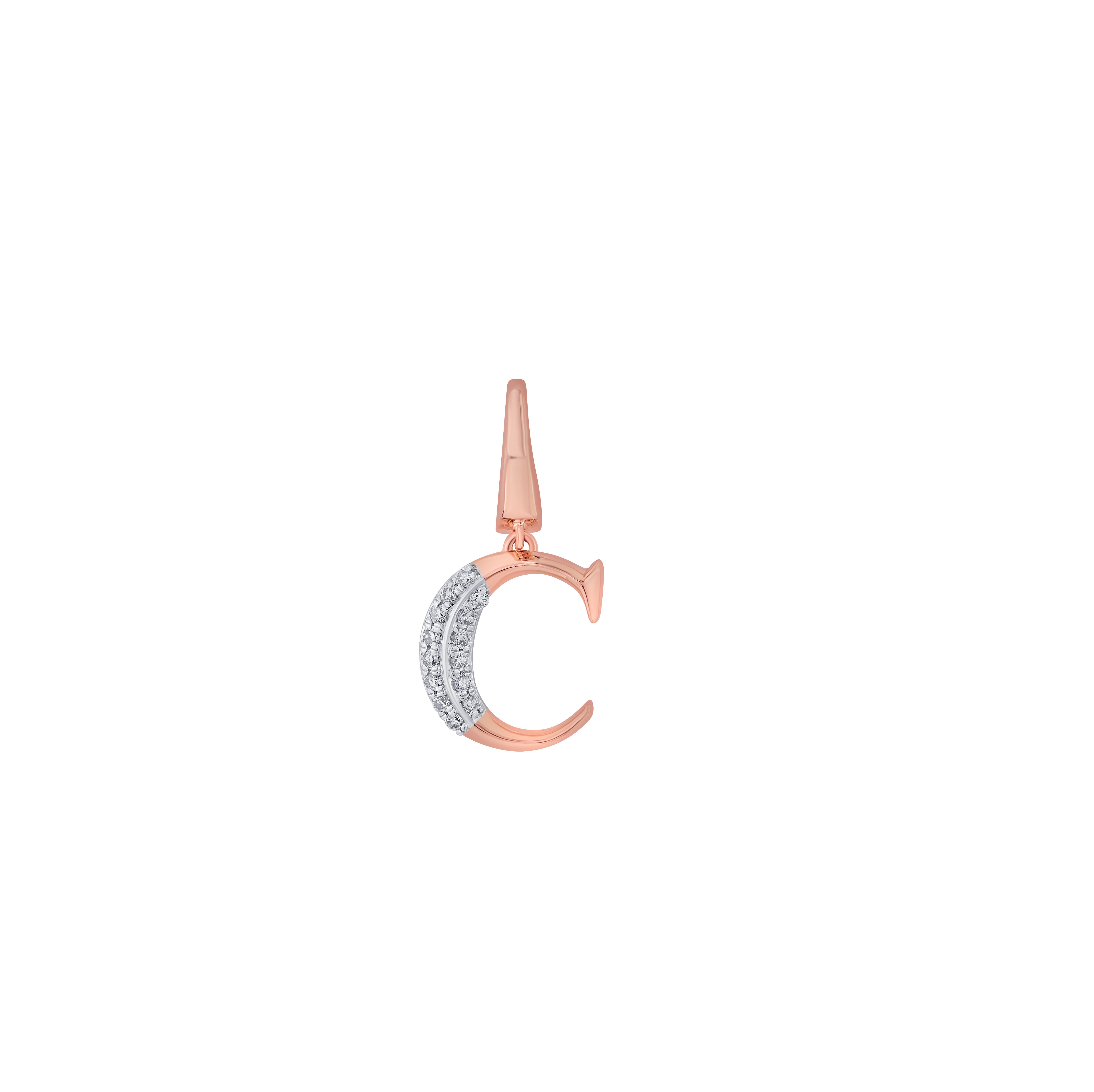 C Alphabet 14KT Rose Gold Diamond Pendant-Pendants-OCP22035-D900X0C