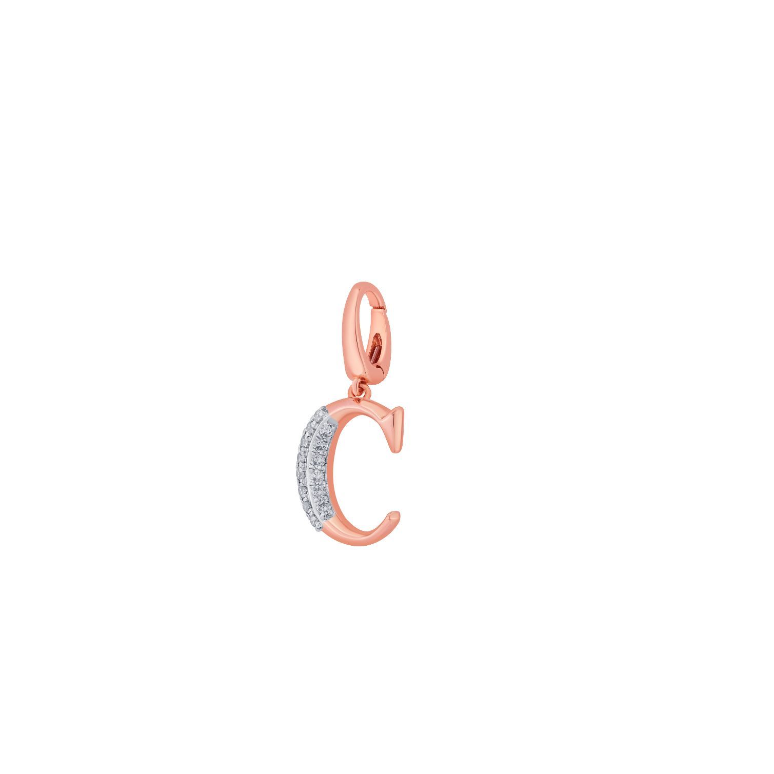 C Alphabet 14KT Rose Gold Diamond Pendant-Pendants-OCP22035-D900X0C
