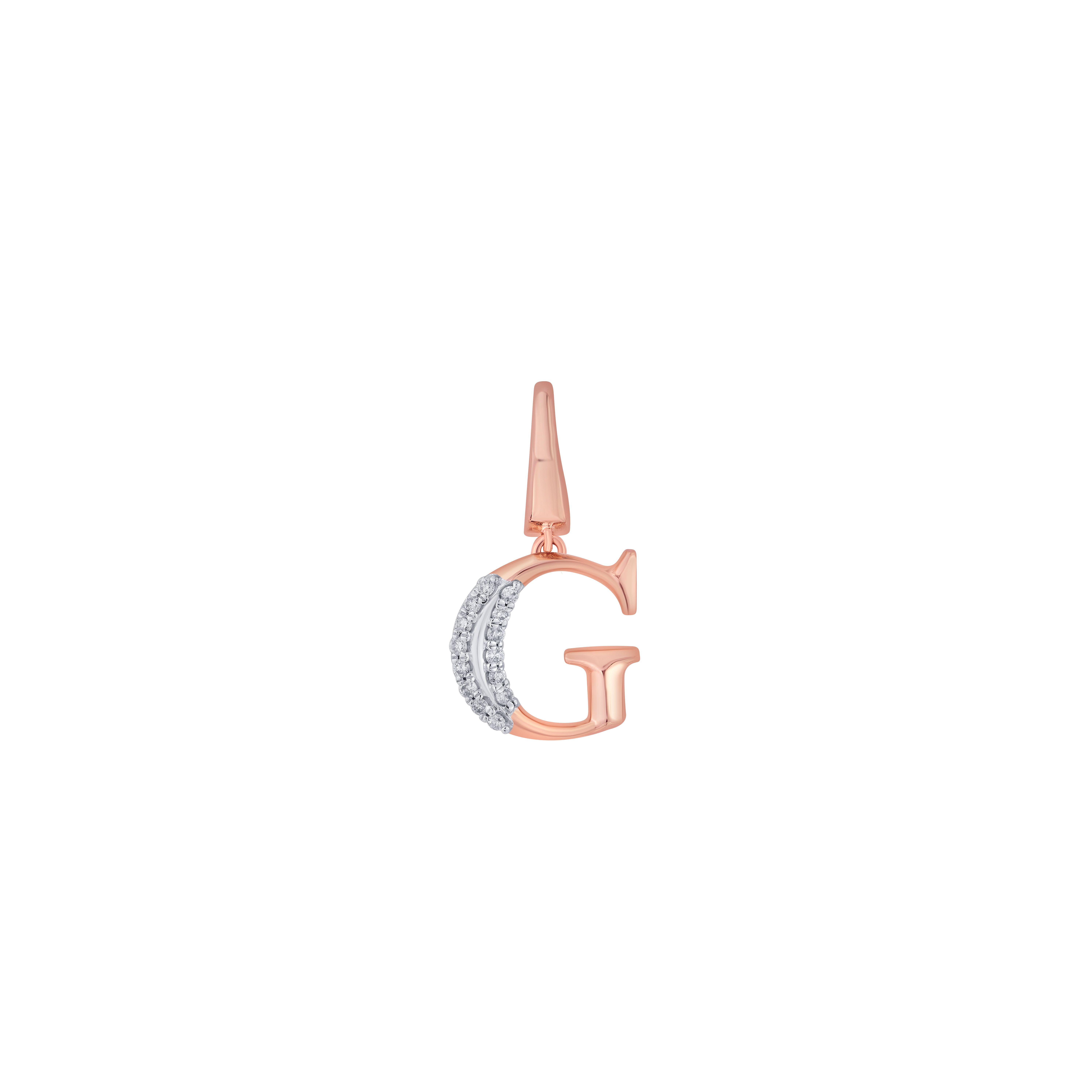 G Alphabet Diamond and 14KT Rose Gold Pendant-Pendants-OCP22036-D900X0C