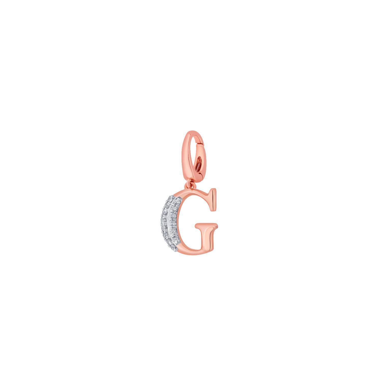 G Alphabet Diamond and 14KT Rose Gold Pendant-Pendants-OCP22036-D900X0C