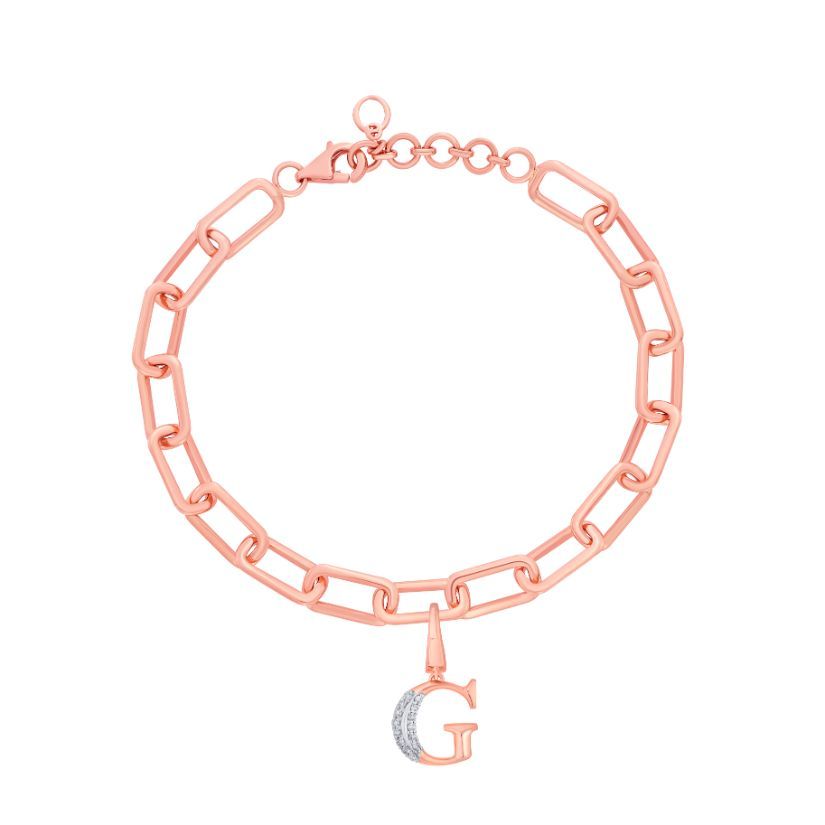 G Alphabet Diamond and 14KT Rose Gold Pendant-Pendants-OCP22036-D900X0C