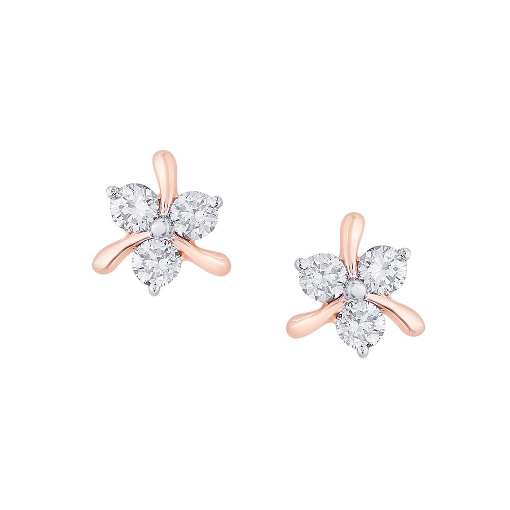 Leaf Design Diamond Earrings-Earrings-OER10130-D400X0B