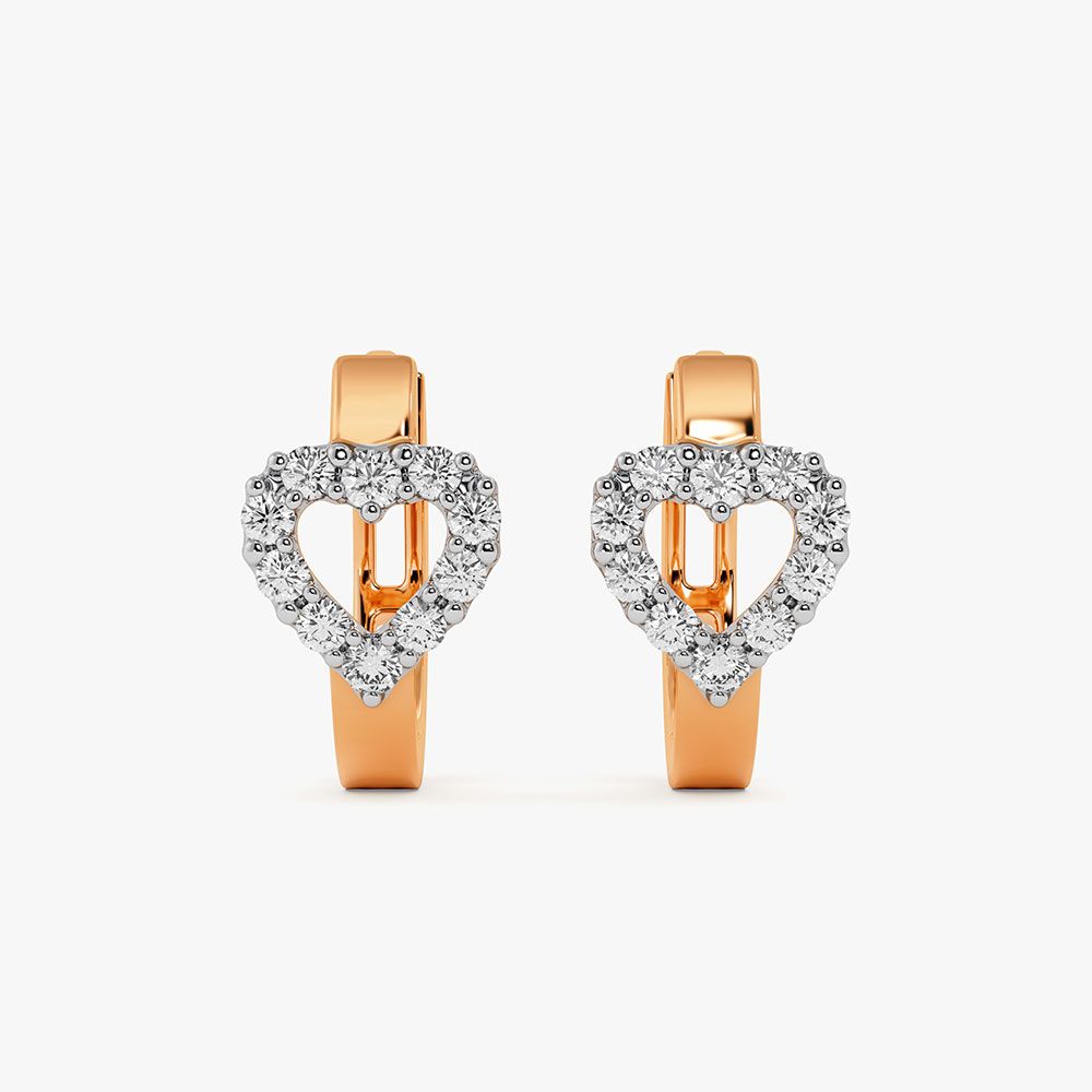 Heart Shaped Diamond Earrings-Earrings-OER10132-D400R0C