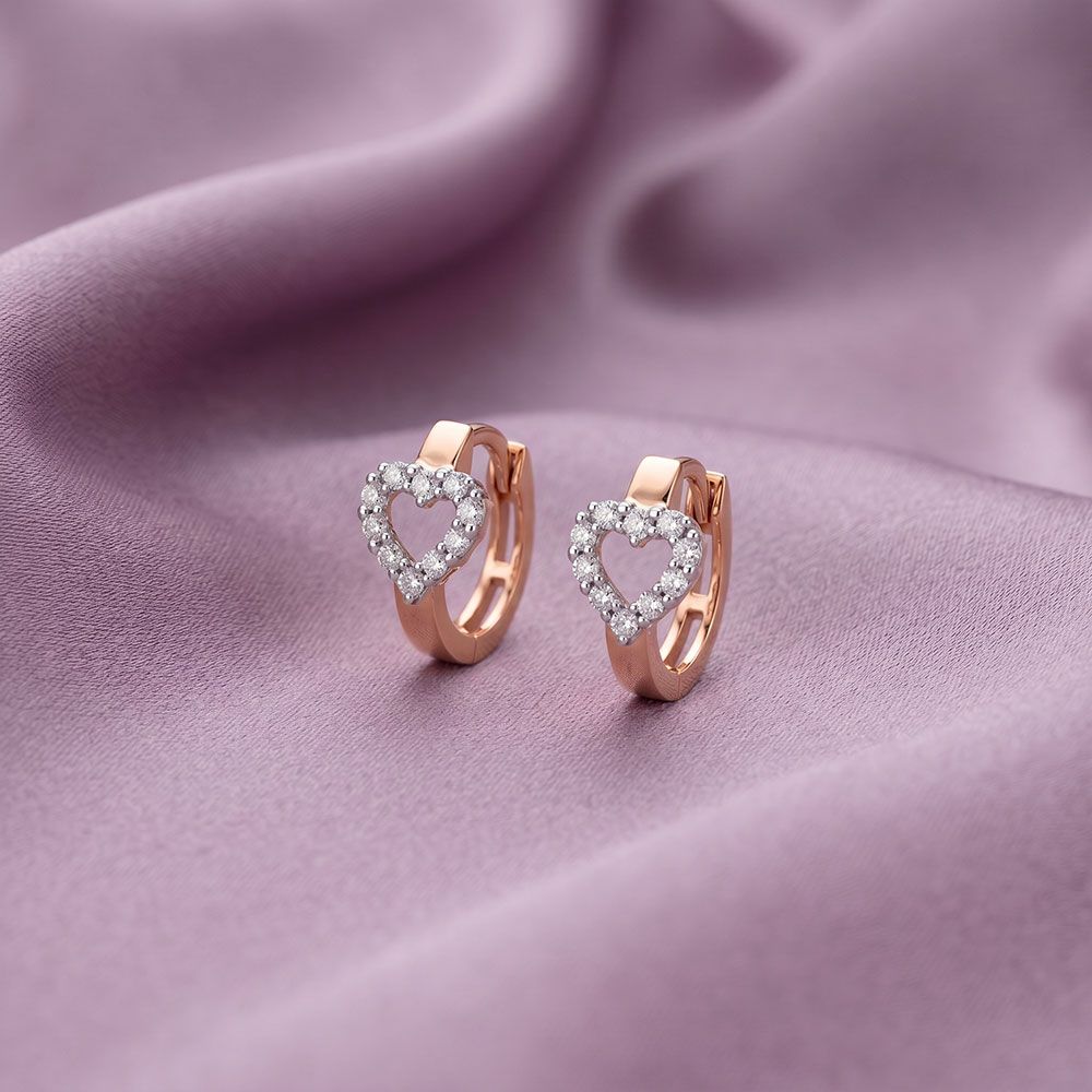 Heart Shaped Diamond Earrings-Earrings-OER10132-D400R0C
