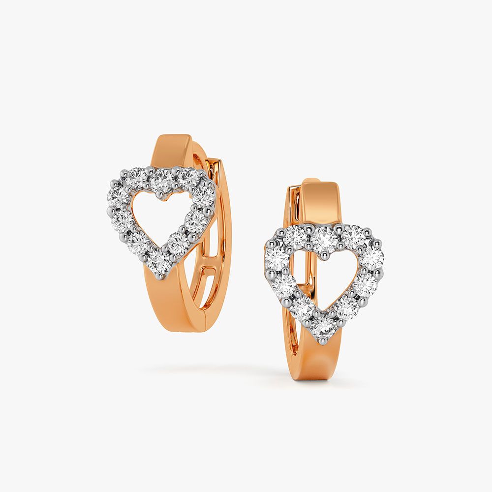 Heart Shaped Diamond Earrings-Earrings-OER10132-D400R0C