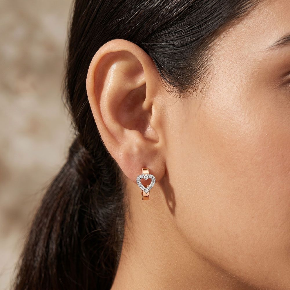 Heart Shaped Diamond Earrings-Earrings-OER10132-D400R0C