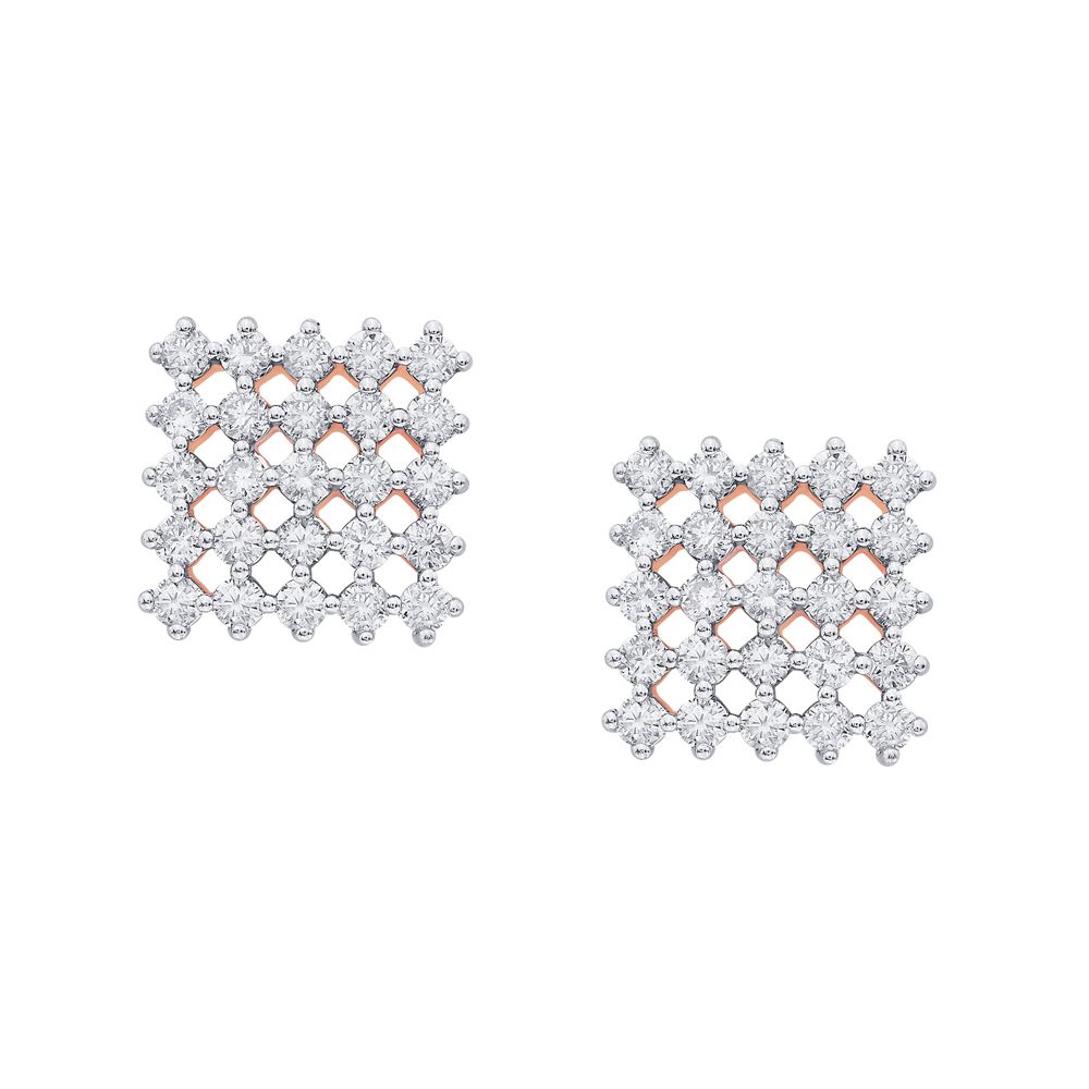 14KT Rose Gold and Diamond Earrings-Earrings-OER12087-D400X0C