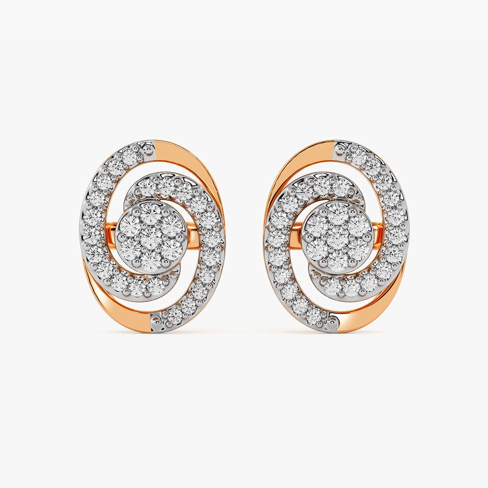 Bejewelled 14KT Rose Gold Earrings-Earrings-OER14027-D400X0C