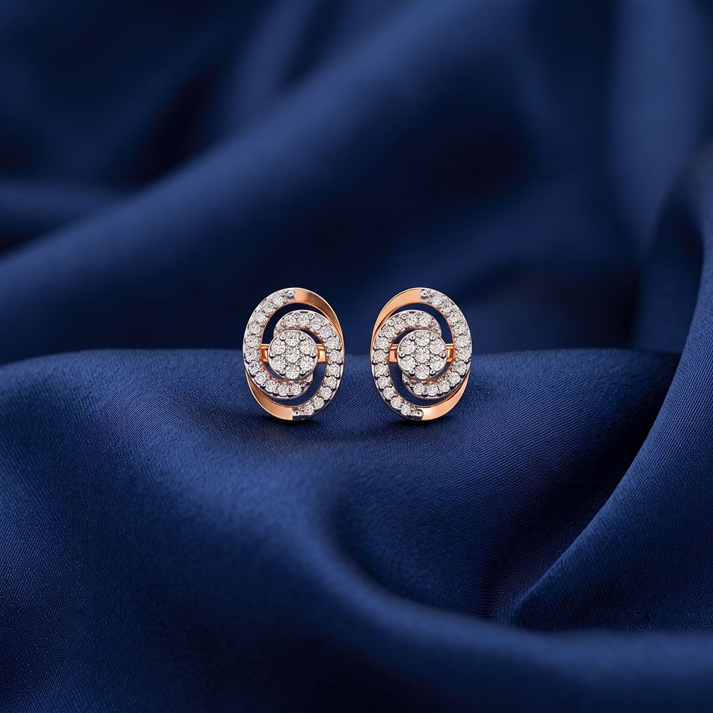 Bejewelled 14KT Rose Gold Earrings-Earrings-OER14027-D400X0C
