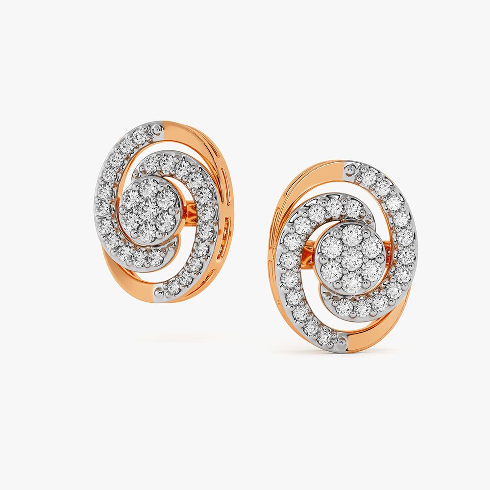 Bejewelled 14KT Rose Gold Earrings-Earrings-OER14027-D400X0C