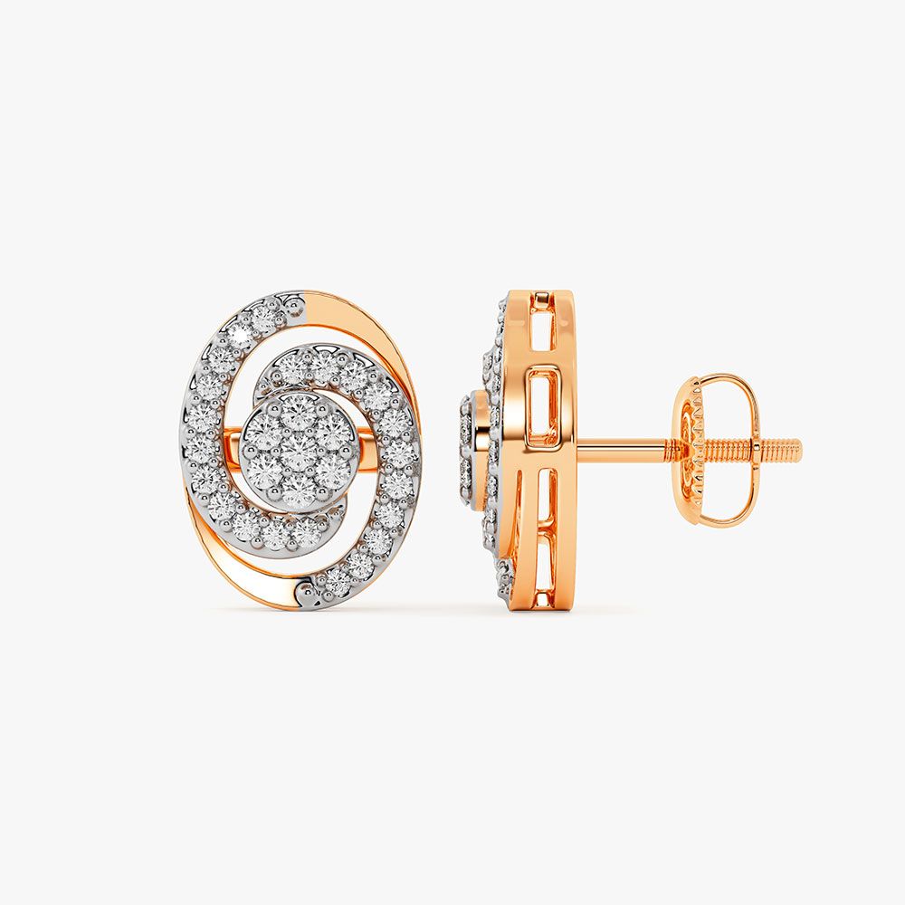 Bejewelled 14KT Rose Gold Earrings-Earrings-OER14027-D400X0C