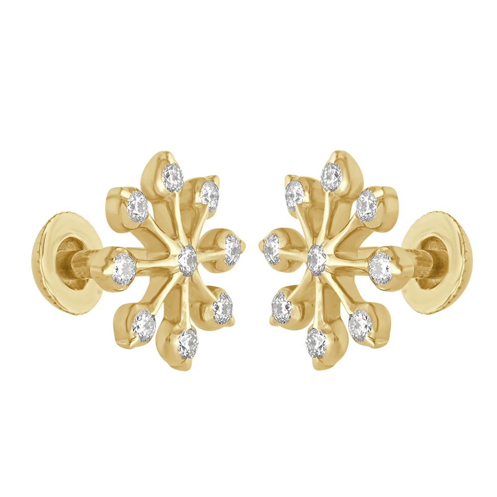 Dazzling 22KT Yellow Gold Crown Star Earrings-Earrings-OER16046-A300R0A