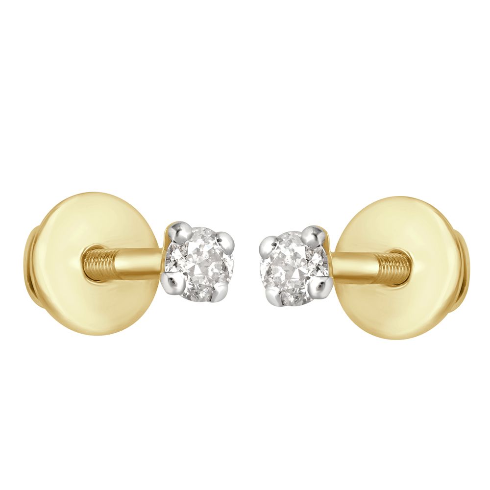 Timeless Crown Star Diamond Earrings in Yellow Gold-Earrings-OER16071-A400R0B