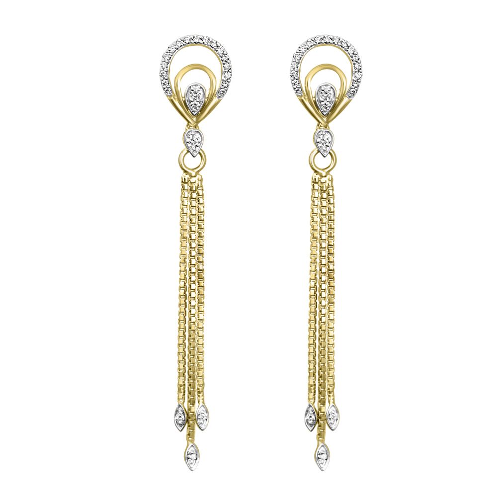 Sleek Diamond and Yellow Gold Stud Earrings-Earrings-OER17004-D400R0B