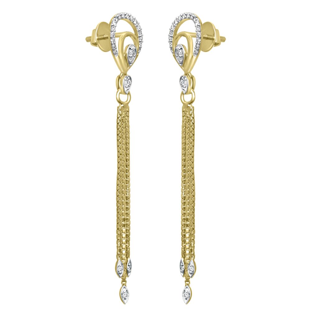 Sleek Diamond and Yellow Gold Stud Earrings-Earrings-OER17004-D400R0B