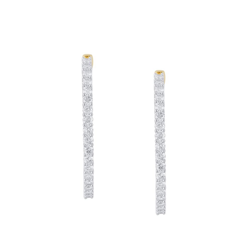 Sleek Diamond and Yellow Gold Crown Star Earrings-Earrings-OER17010-A300R0B