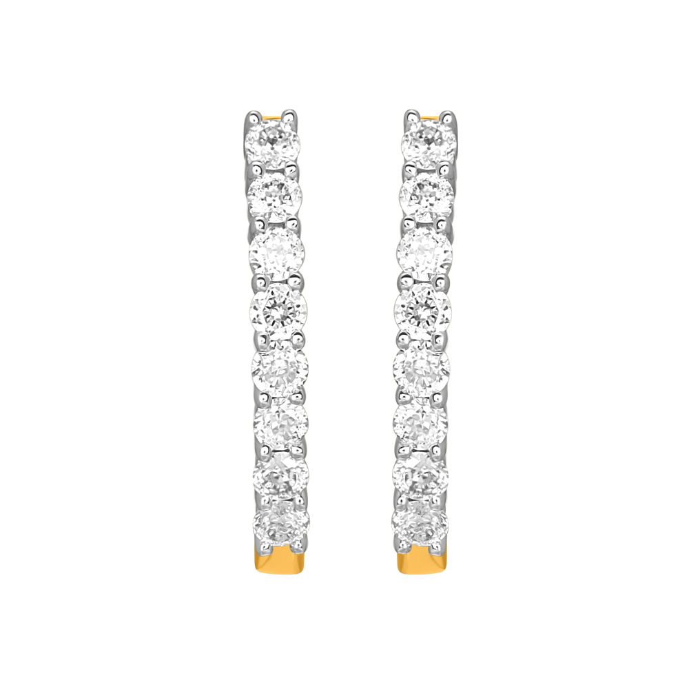 Sparkling Crown Star Diamond Hoop Earrings-Earrings-OER17015-A200R0B