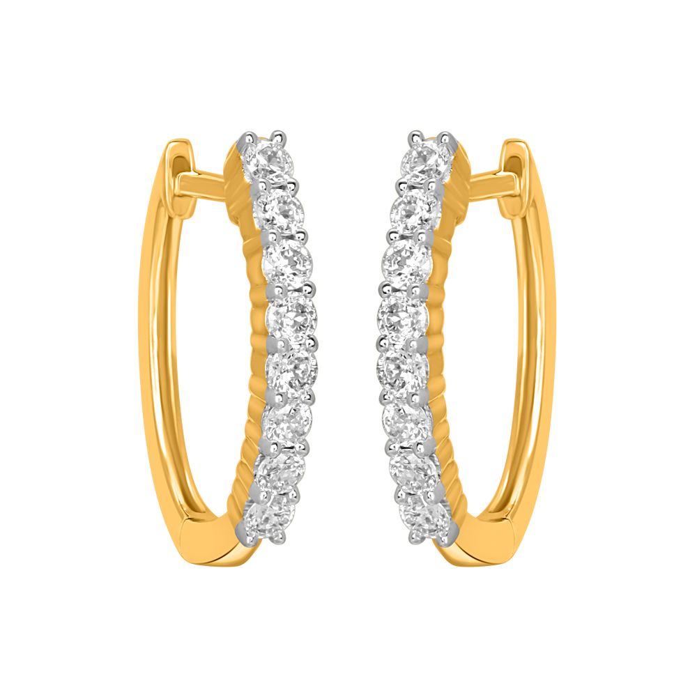 Sparkling Crown Star Diamond Hoop Earrings-Earrings-OER17015-A200R0B