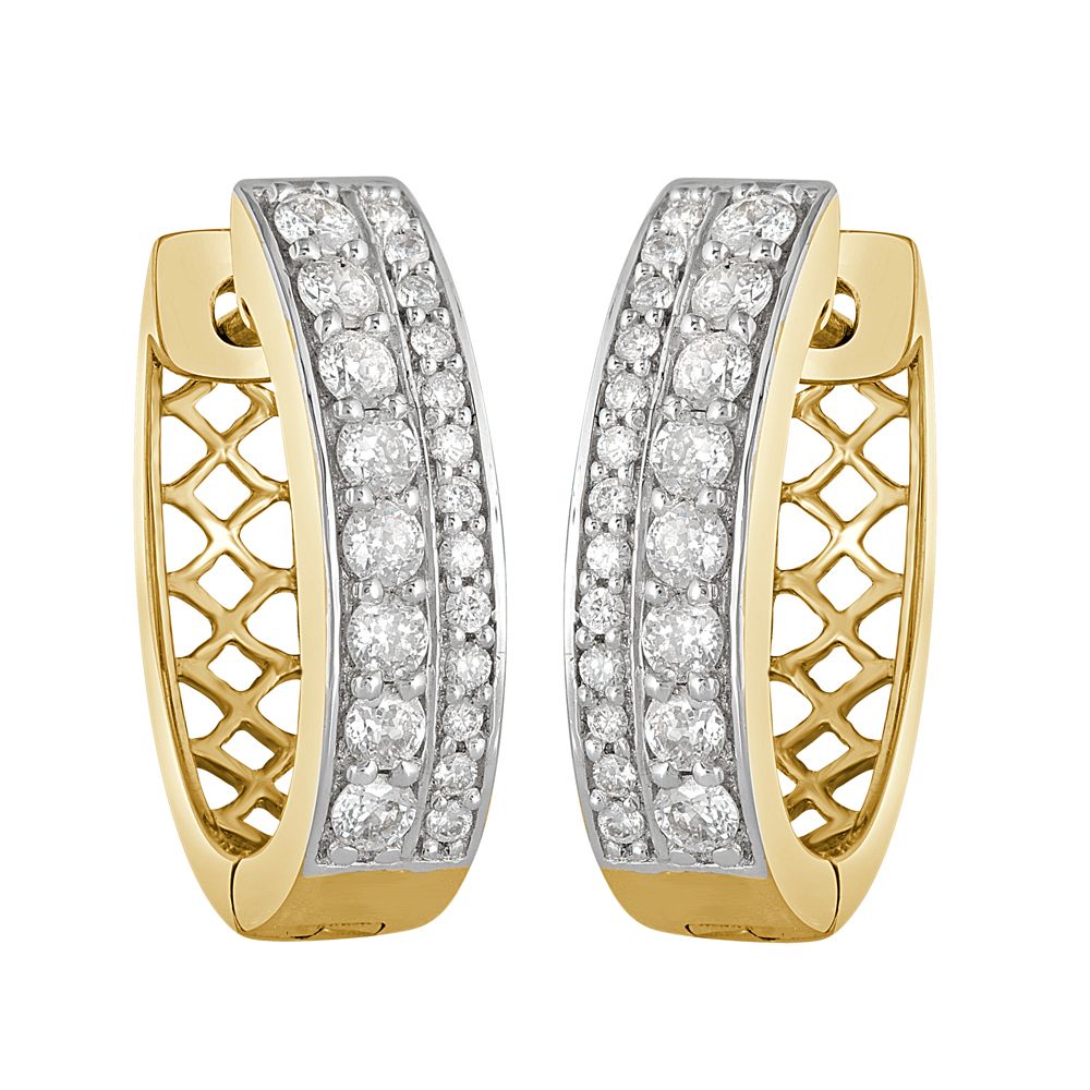 Lattice Pattern Crown Star Diamond Studs-Earrings-OER17016-M300R0B