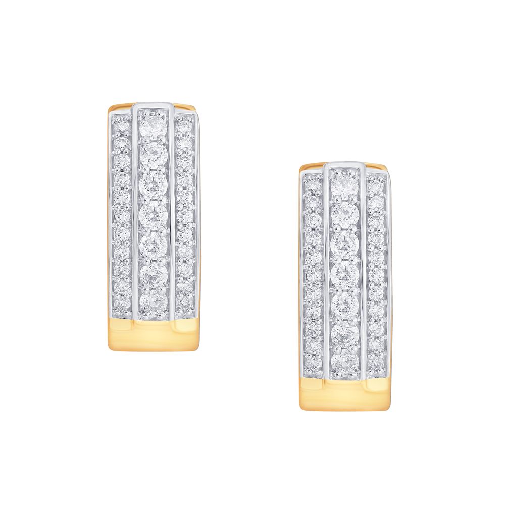 Gleaming Diamond Crown Star Hoop Earrings-Earrings-OER17017-M300R0B