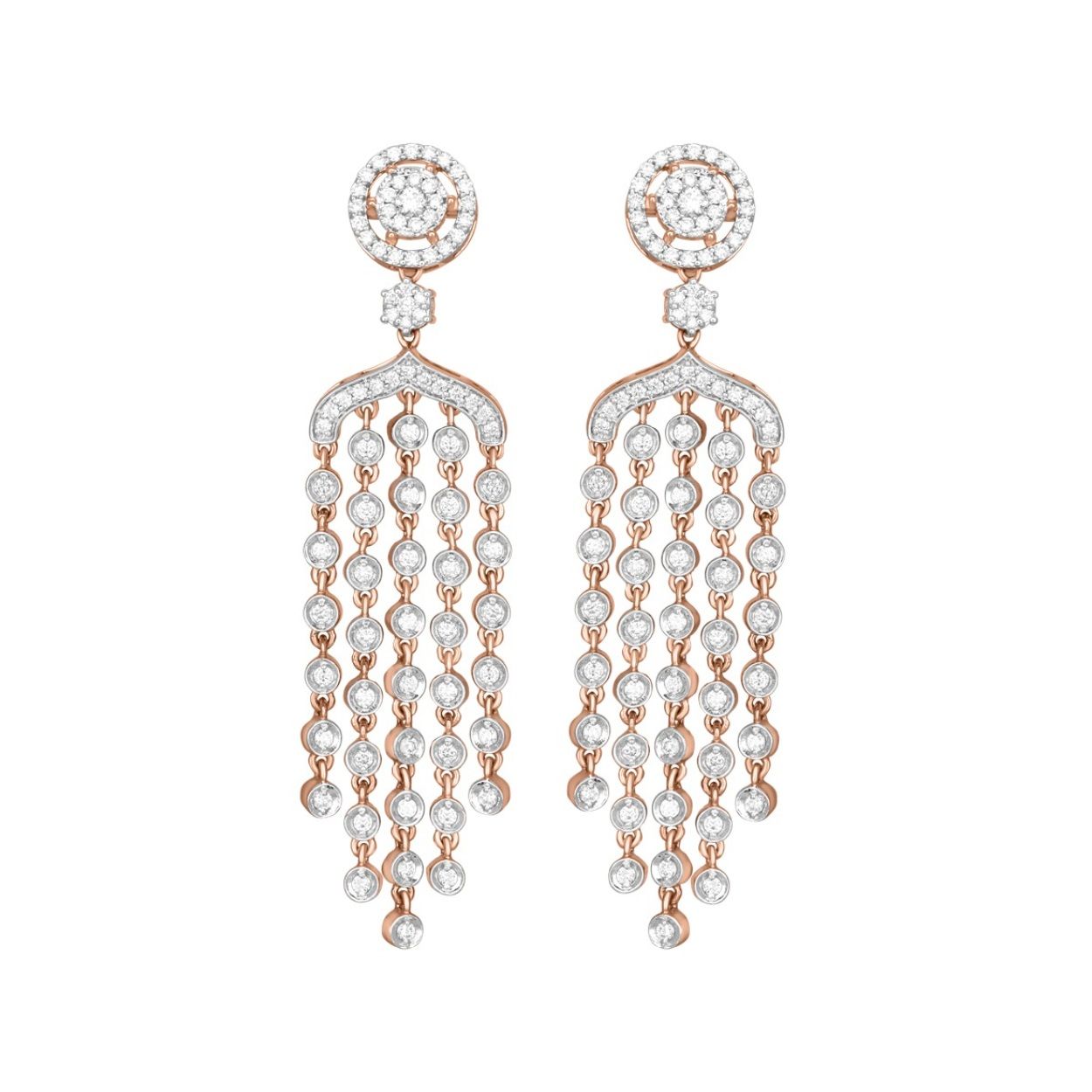 Stylish 18KT Rose Gold Hanging Earrings-Earrings-OER18004-D400X0B