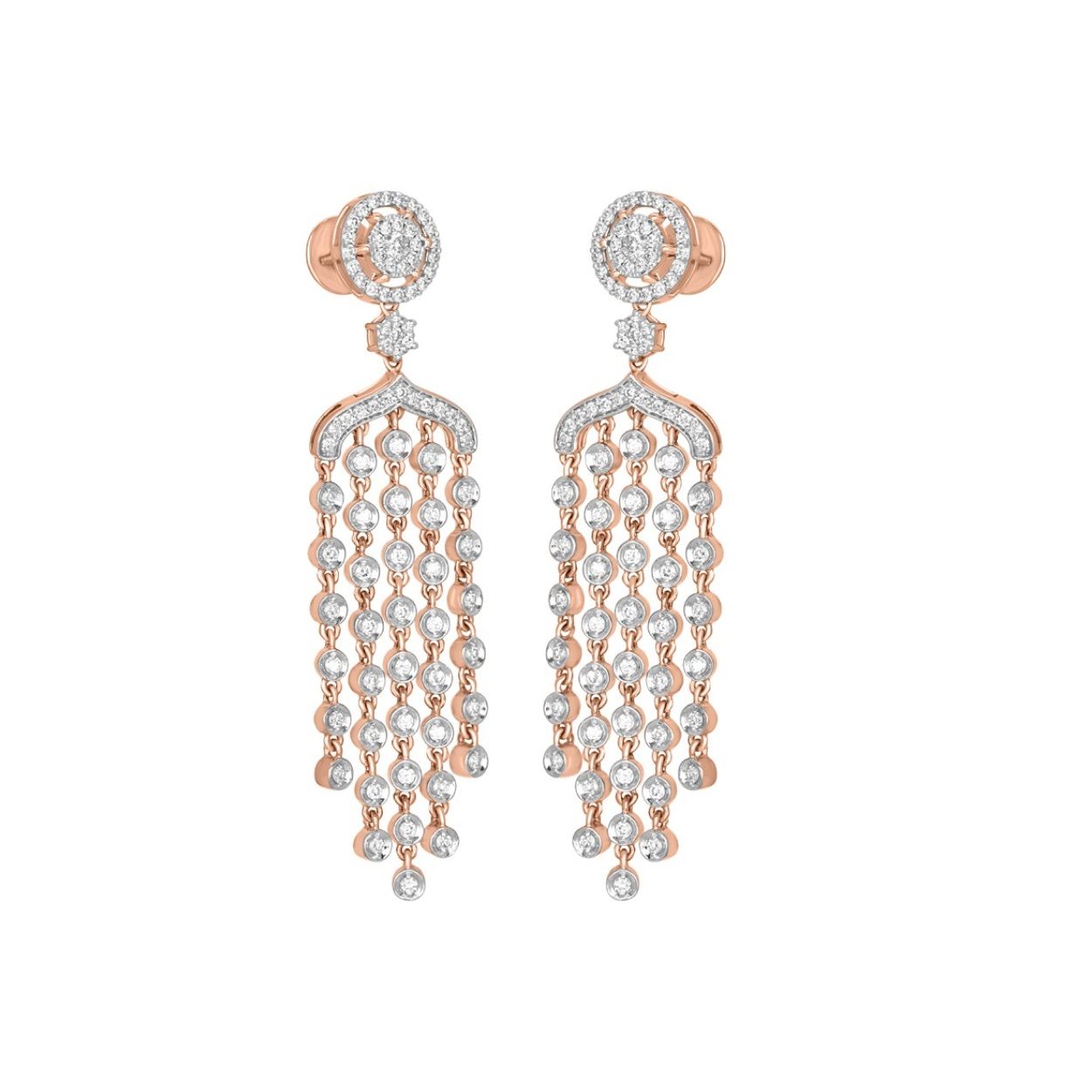 Stylish 18KT Rose Gold Hanging Earrings-Earrings-OER18004-D400X0B