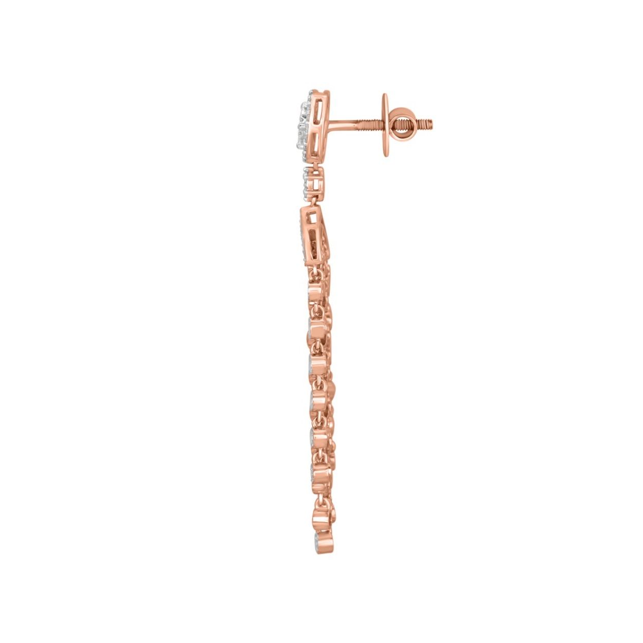 Stylish 18KT Rose Gold Hanging Earrings-Earrings-OER18004-D400X0B