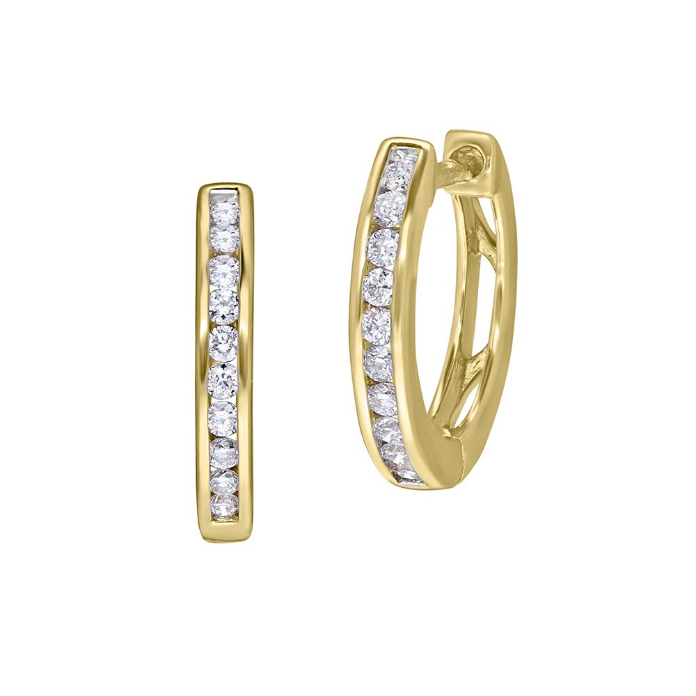 Graceful Diamond Hoop Earrings-Earrings-OER18017-D300R0B