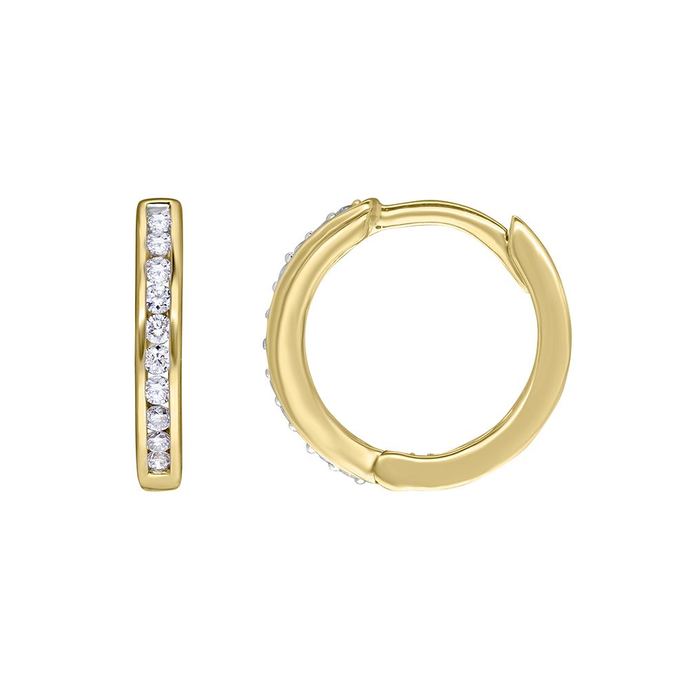 Graceful Diamond Hoop Earrings-Earrings-OER18017-D300R0B