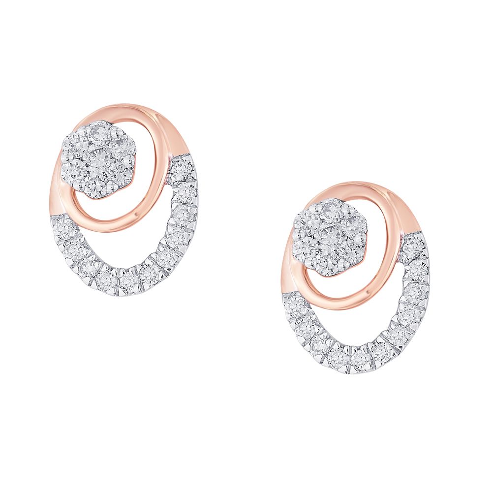 Buy Oval Rose Gold Earrings OER18062-D400X0B Online at