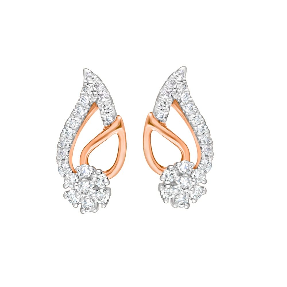 Floral Earrings With Diamonds-Earrings-OER18063-D400X0B