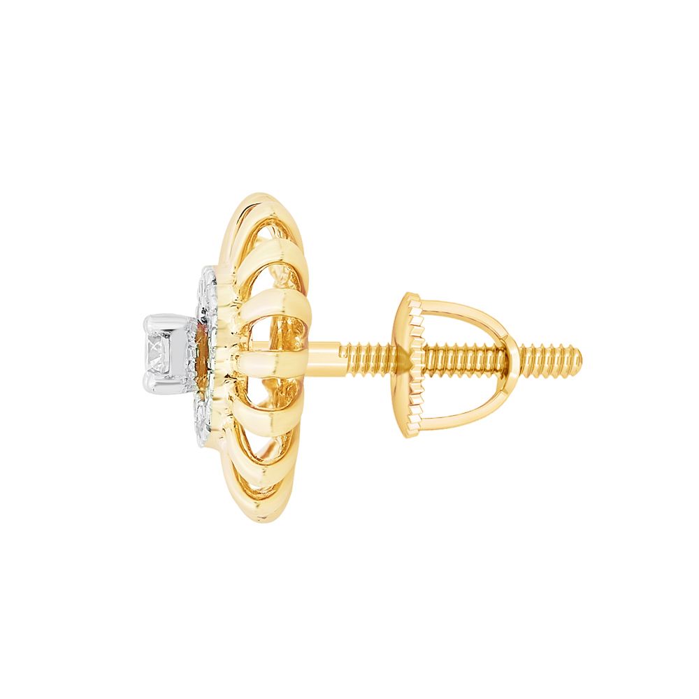 Trendy Yellow Gold Diamond Earrings-Earrings-OER18076-D400R0B