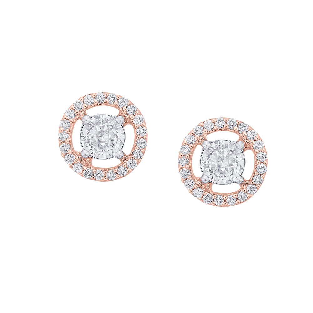 Beautiful Crown Star Circular Studs in 18KT Rose Gold-Earrings-OER20047-M300X0B