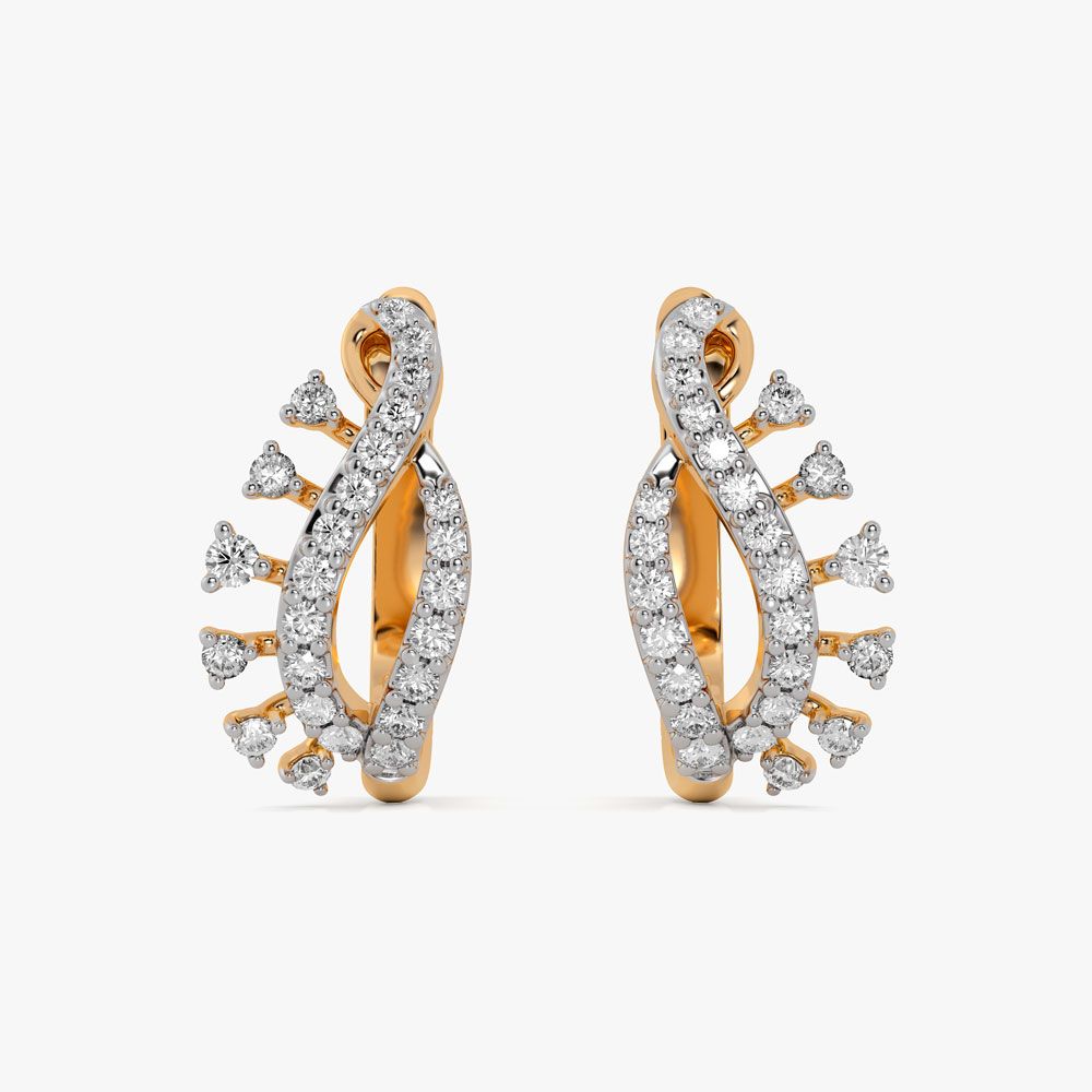 Semi Circular Diamond Embellished Earrings-Earrings-OER21004-D400X0C