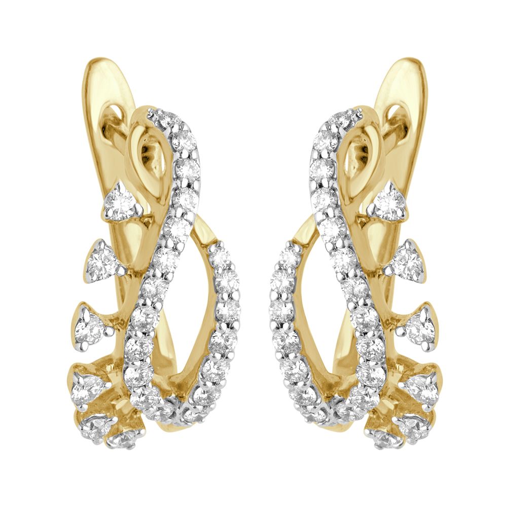 Semi Circular Diamond Embellished Earrings-Earrings-OER21004-D400X0C