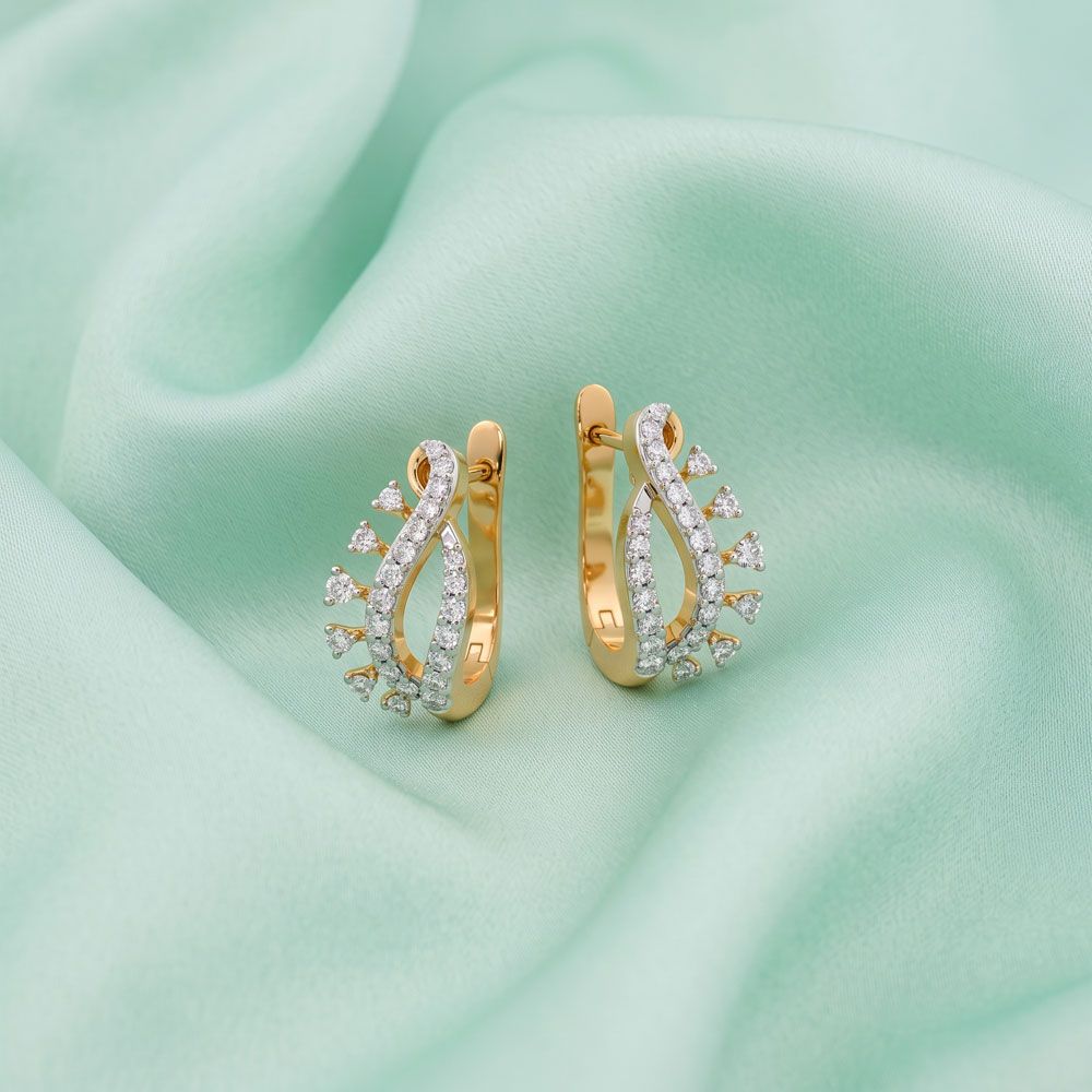 Semi Circular Diamond Embellished Earrings-Earrings-OER21004-D400X0C