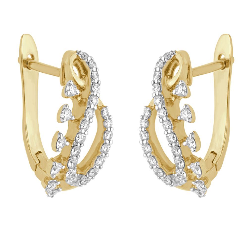 Semi Circular Diamond Embellished Earrings-Earrings-OER21004-D400X0C