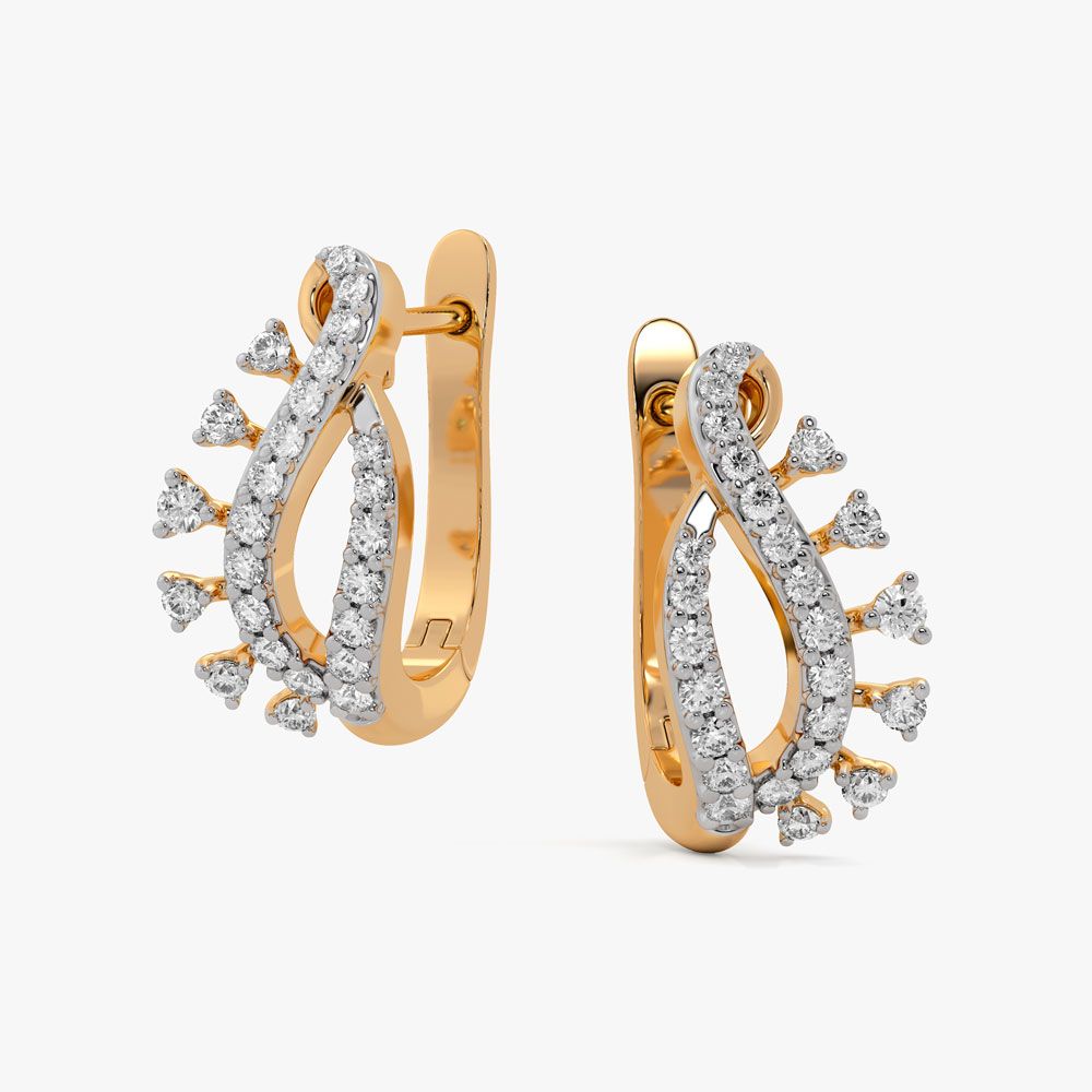 Semi Circular Diamond Embellished Earrings-Earrings-OER21004-D400X0C